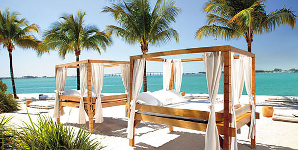 Mandarin Oriental Miami Hotel's private beach on Biscayne Bay