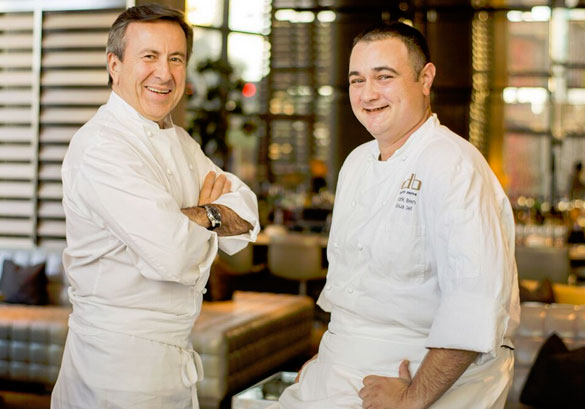 Celebrity Chef Daniel Boulud encourages Chef Clark Bowen and his team at Boulud Sud