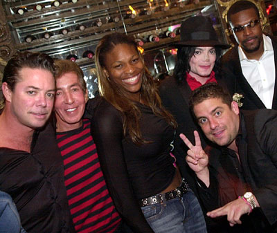 Shareef Malnik, Al Malnik, Serena Williams, Michael Jackson, Chris Tucker and Brett Ratner at The Forge.