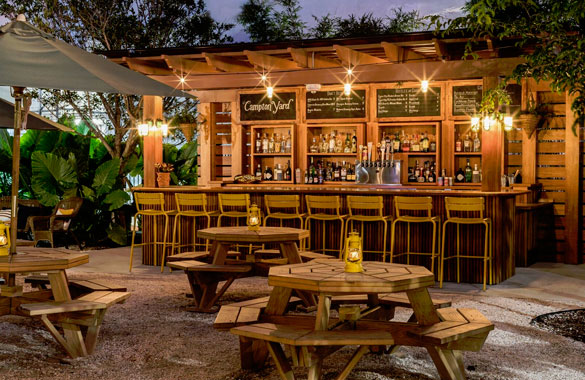 Alfresco tables at Campton Yard at The Hall