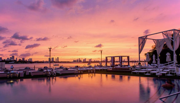 Enjoy FIVE spectacular Sunset Happy Hours poolside at the Mondrian Hotel on South Beach