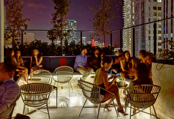 Enjoy panoramic views of Miami's skyline at Pawnbroker Lounge