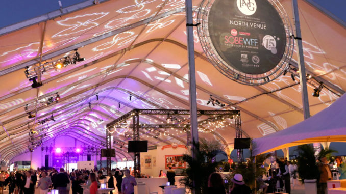 The South Beach Wine & Food Festival takes place in massive beachfront pavillions along Collins Avenue and Ocean Drive