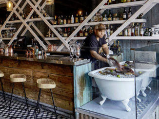 A clawfoot bathtub showcases the catch of the day at Stiltsville